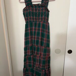 Plaid Maxi Dress in Green and Red